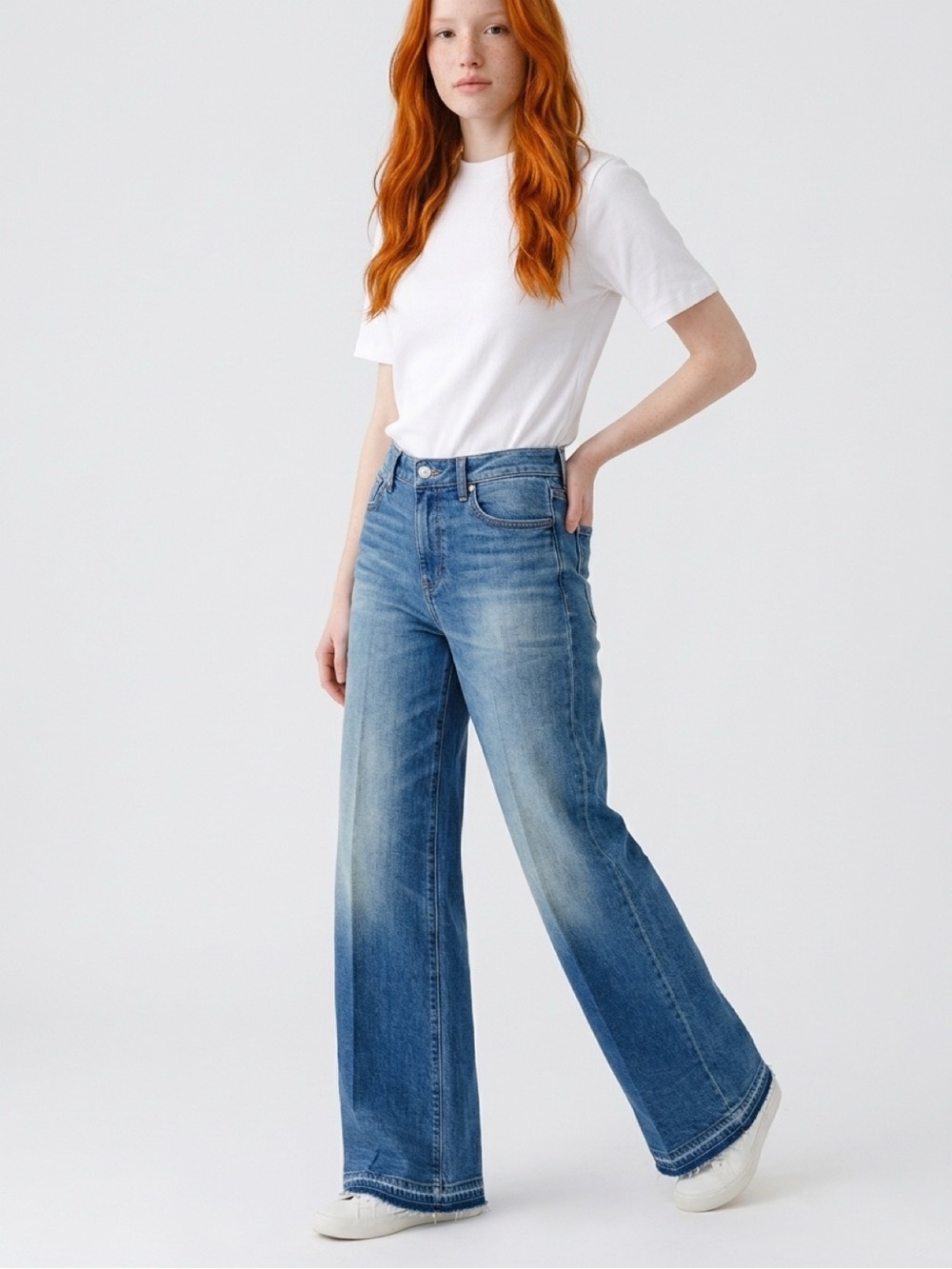JCrew Wide Leg Trouser Fit Women's Jeans in Light Blue